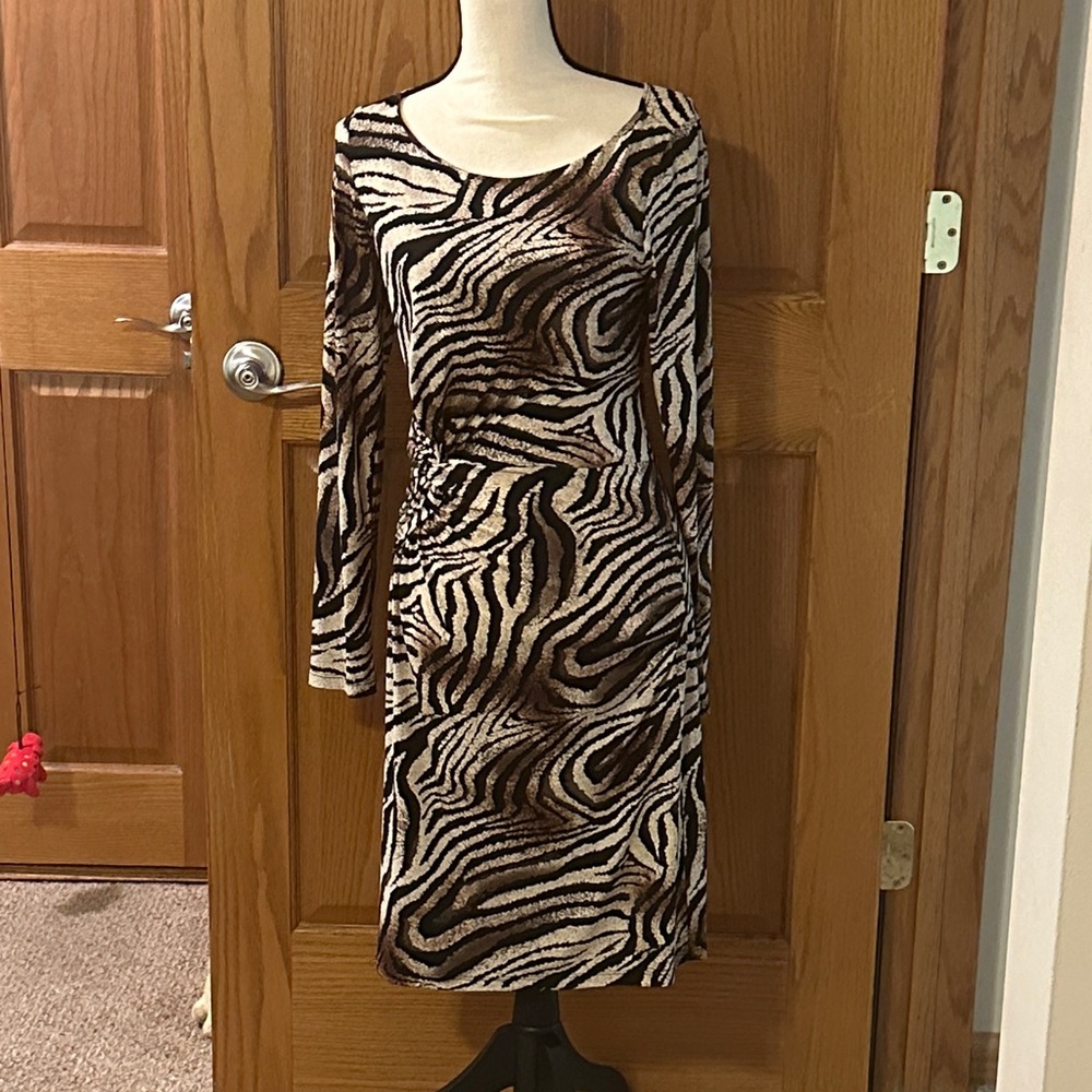 Zebra Print Long Sleeve Dress